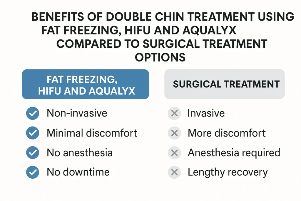Graphic about the benefits of double chin treatment Leyton Marshes - from LA LIPO