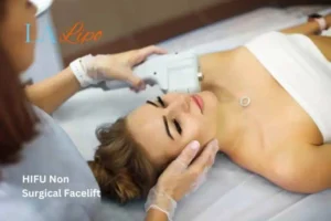 Woman having Hi-Fu to reduce wrinkles Leyton Marshes.