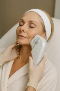 Woman receiving HIFU non surgical facelift treatment Leyton Marshes