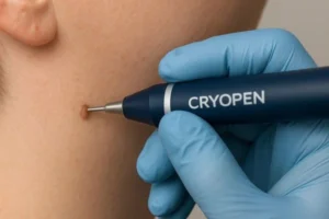 Person receiving skin tag removal Leyton Marshes